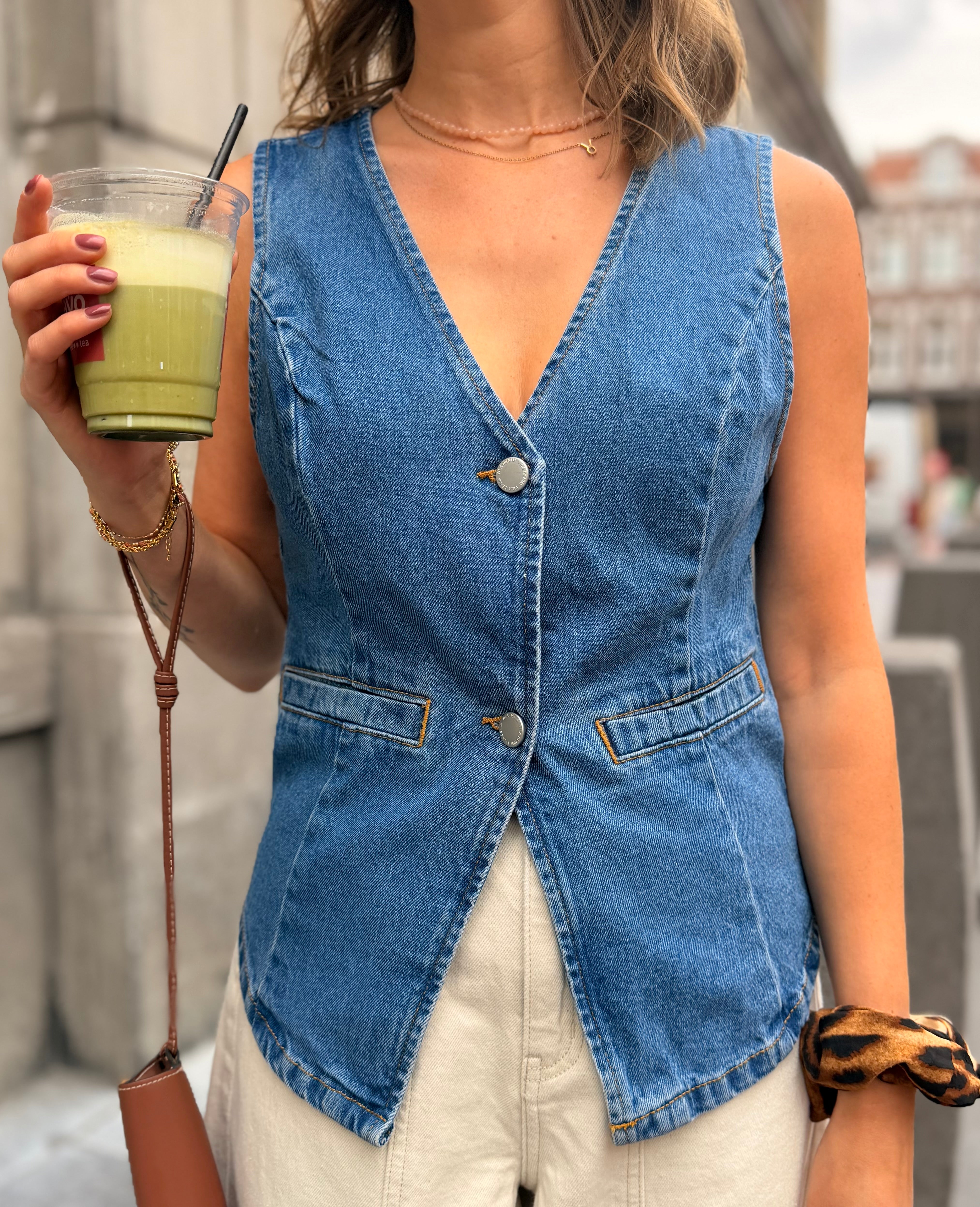 VIMELIA Top - Medium Blue Denim